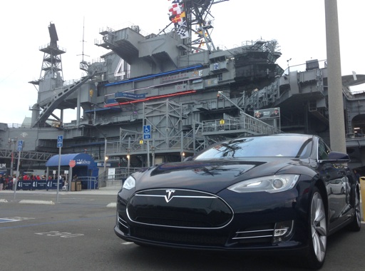 Tesla Model S at USS Midway
