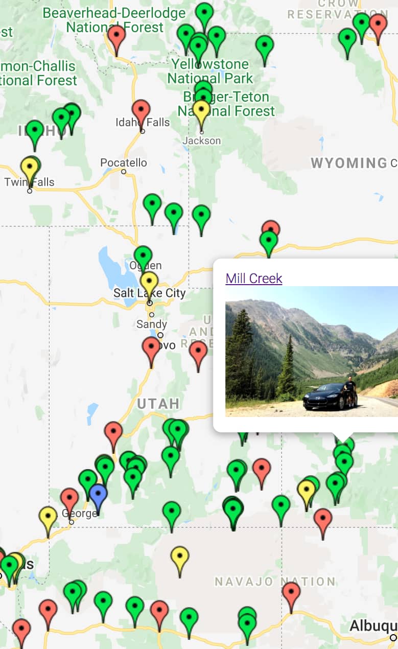 Map of Places I drive my all-electric car