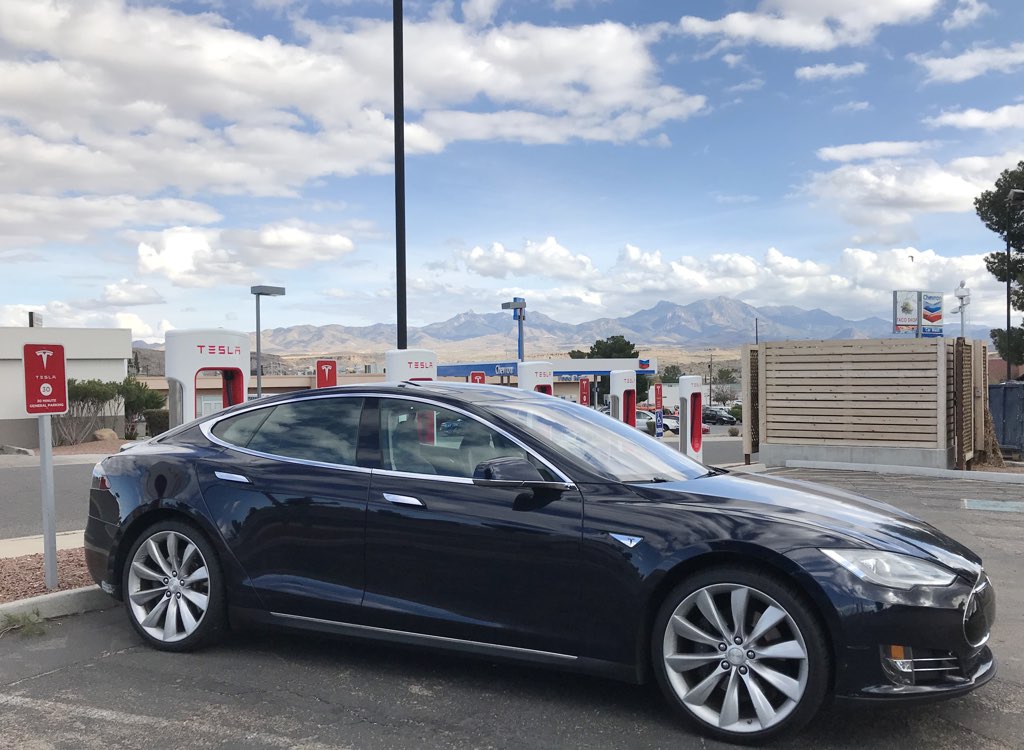 Tesla Model S charging in Kingman